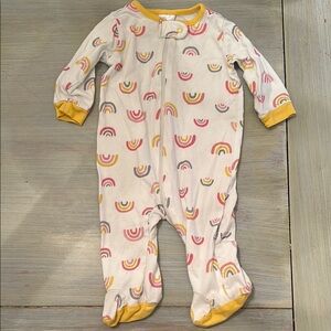 Gerber White and Yellow Footies with Rainbow Print